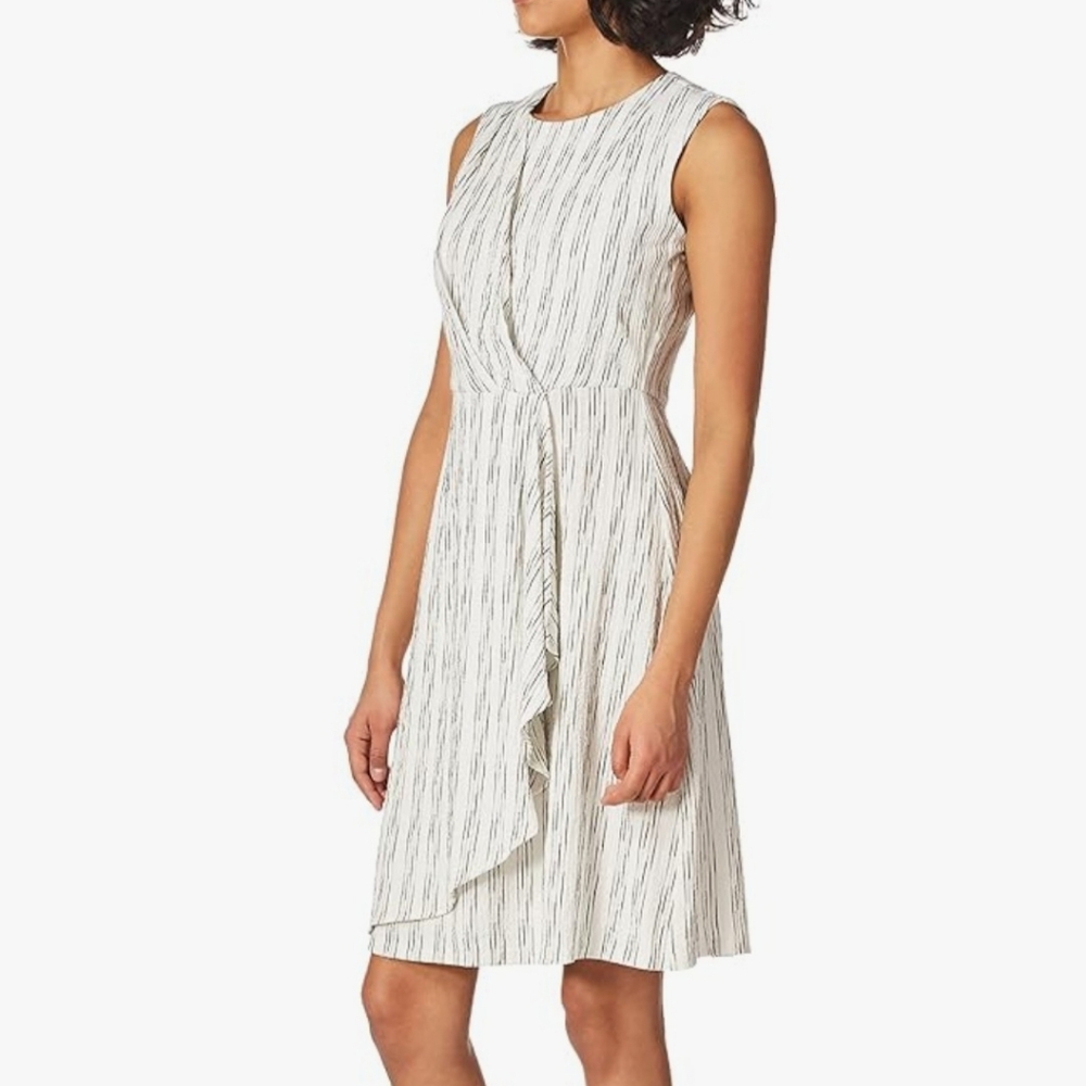 Calvin Klein Women's Sleeveless Dress with Side Pleated Ruffle Size 12 - Picture 3 of 16